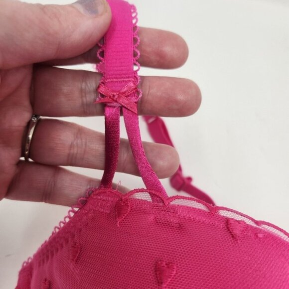 Victoria's Secret PINK Wink Push Up Balconette Bra 36D Pink Hearts Underwire - Picture 8 of 10
